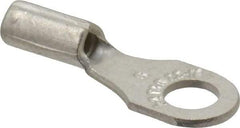 Thomas & Betts - 22-16 AWG Noninsulated Crimp Connection D Shaped Ring Terminal - #6 Stud, 0.72" OAL x 1/4" Wide, Tin Plated Copper Contact - Exact Tool & Supply