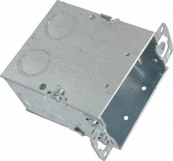 Thomas & Betts - 1 Gang, (9) 1/2" Knockouts, Steel Rectangle Switch Box - 3" Overall Height x 2" Overall Width x 3-1/2" Overall Depth - Exact Tool & Supply