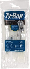 Thomas & Betts - 8" Long Natural (Color) Nylon Standard Cable Tie - 18 Lb Tensile Strength, 50.8mm Max Bundle Diam - Exact Tool & Supply