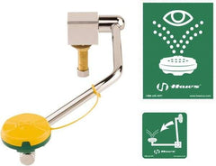 Haws - 8" Wide x 16-7/8" High, Deck Mount, Eye & Face Wash Station - 1/2" Inlet, 30 to 90 psi Flow, 4.2 GPM Flow Rate - Exact Tool & Supply