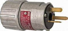 Hubbell Killark - 125 VAC, 20 Amp, 5-20R NEMA, Straight, Self Grounding, Industrial Grade Plug - 2 Pole, 3 Wire, 1 Phase, 1 hp, Aluminum, Silver - Exact Tool & Supply