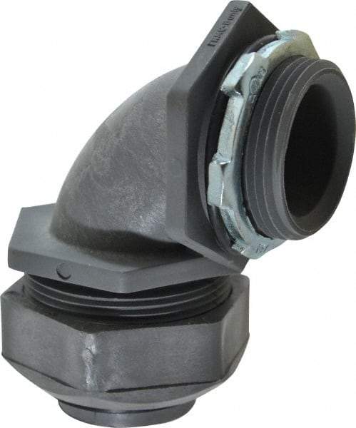 Thomas & Betts - 1-1/4" Trade, Thermoplastic Threaded Angled Liquidtight Conduit Connector - Insulated - Exact Tool & Supply