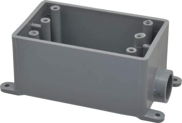 Thomas & Betts - 1 Gang, (1) 1/2" Knockout, PVC Rectangle Junction Box - 144.78mm Overall Height x 71.1mm Overall Width x 61.5mm Overall Depth, Weather Resistant - Exact Tool & Supply