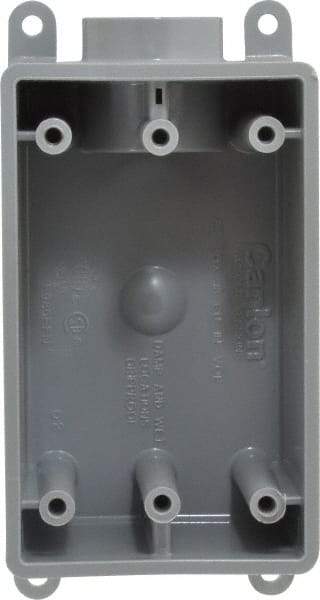 Thomas & Betts - 1 Gang, (1) 3/4" Knockout, PVC Rectangle Junction Box - 144.78mm Overall Height x 71.1mm Overall Width x 61.5mm Overall Depth, Weather Resistant - Exact Tool & Supply