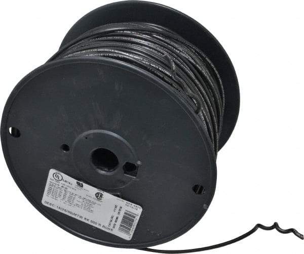 Southwire - 16 AWG, 26 Strand, Black Machine Tool Wire - PVC, Acid, Moisture and Oil Resistant, 500 Ft. Long - Exact Tool & Supply