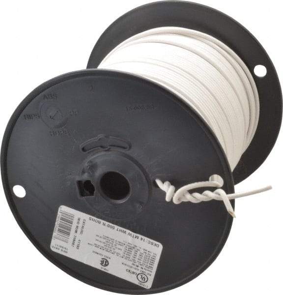 Southwire - 14 AWG, 41 Strand, White Machine Tool Wire - PVC, Acid, Moisture and Oil Resistant, 500 Ft. Long - Exact Tool & Supply