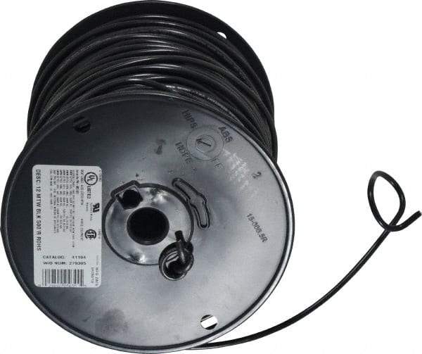 Southwire - 12 AWG, 65 Strand, Black Machine Tool Wire - PVC, Acid, Moisture and Oil Resistant, 500 Ft. Long - Exact Tool & Supply