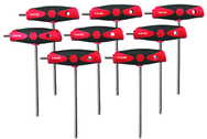 8 Piece - 2.0 - 10mm - Hard Chrome Finish - T-Handle Soft Grip Dual Drive Ball End Hex Metric Set - Exact Tool & Supply