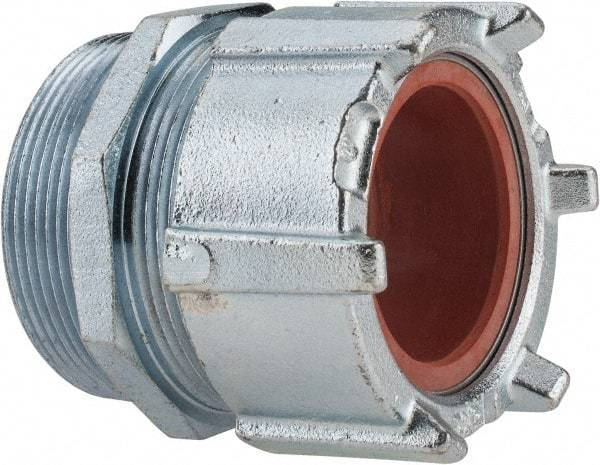 Thomas & Betts - 2-5/32 to 2.36" Cable Capacity, Liquidtight, Straight Strain Relief Cord Grip - 3 NPT Thread, 4-1/4" Long, Iron & Zinc - Exact Tool & Supply