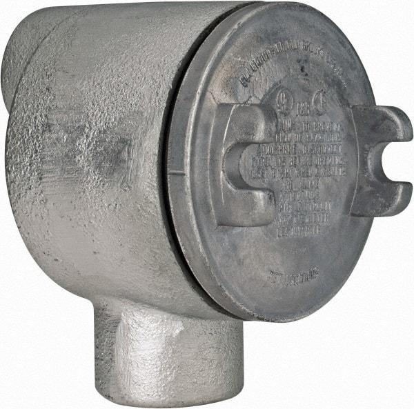 Thomas & Betts - (2) 1" Knockouts, Iron Round GUAB - 3-1/2" Overall Width x 2.31" Overall Depth - Exact Tool & Supply