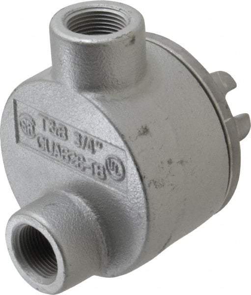 Thomas & Betts - (2) 3/4" Knockouts, Iron Round GUAB - 3-1/2" Overall Width x 2" Overall Depth - Exact Tool & Supply