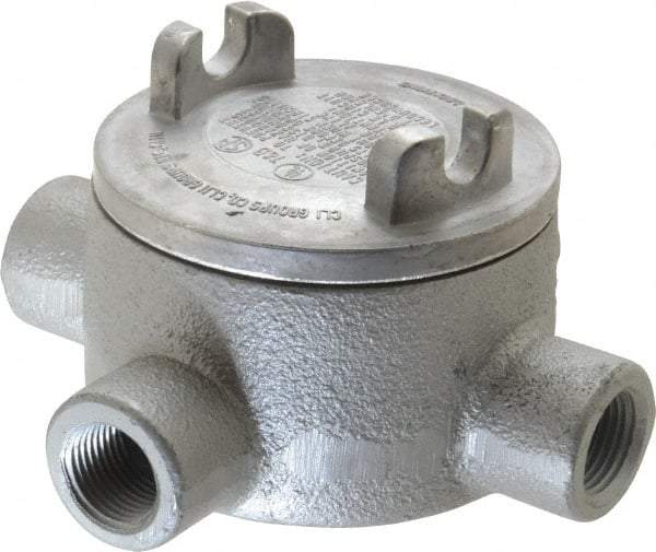 Thomas & Betts - (4) 1/2" Knockouts, Iron Round GUAX - 3-1/2" Overall Width x 2" Overall Depth - Exact Tool & Supply
