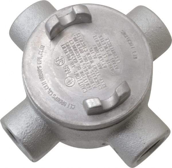 Thomas & Betts - (4) 3/4" Knockouts, Iron Round GUAX - 3-1/2" Overall Width x 2" Overall Depth - Exact Tool & Supply