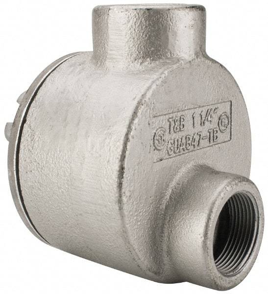 Thomas & Betts - (2) 1-1/4" Knockouts, Iron Round GUAB - 4.38" Overall Width x 2.69" Overall Depth - Exact Tool & Supply