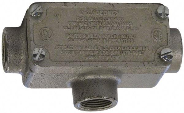 O-Z/Gedney - T Body, 1/2" Trade, Rigid Malleable Iron Conduit Body - Rectangle, 3.69" OAL, Hazardous Locations - Exact Tool & Supply