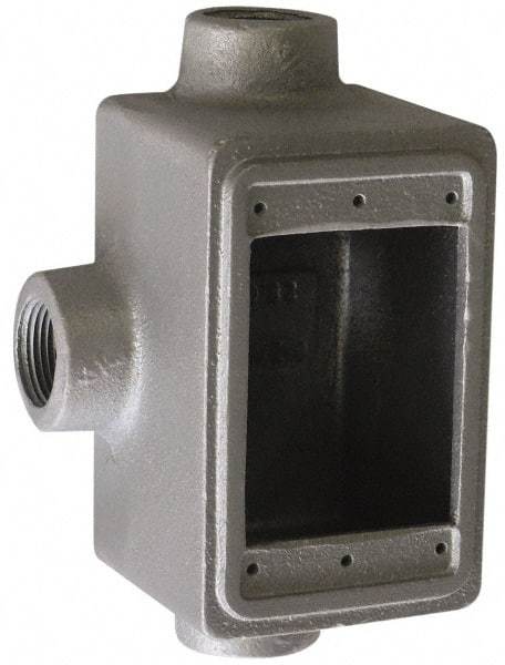 O-Z/Gedney - 1 Gang, 1" Knockouts, Iron Rectangle Device Box - Aluminum Enamel, Zinc Electroplated - Exact Tool & Supply