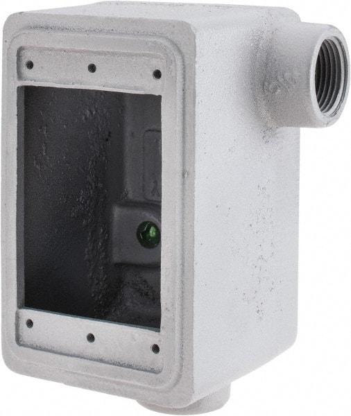 O-Z/Gedney - 1 Gang, 3/4" Knockouts, Iron Rectangle Device Box - Aluminum Enamel, Zinc Electroplated - Exact Tool & Supply