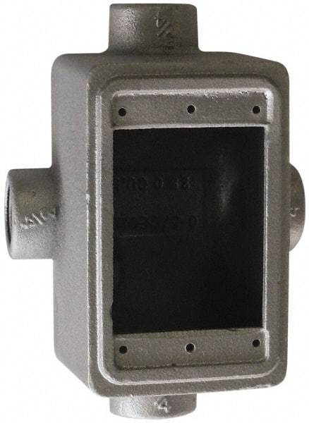 O-Z/Gedney - 1 Gang, 3/4" Knockouts, Iron Rectangle Device Box - Aluminum Enamel, Zinc Electroplated - Exact Tool & Supply