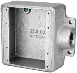 Thomas & Betts - 2 Gang, (1) 3/4" Knockout, Iron Rectangle Device Box - 2-3/4" Overall Width x 2" Overall Depth - Exact Tool & Supply