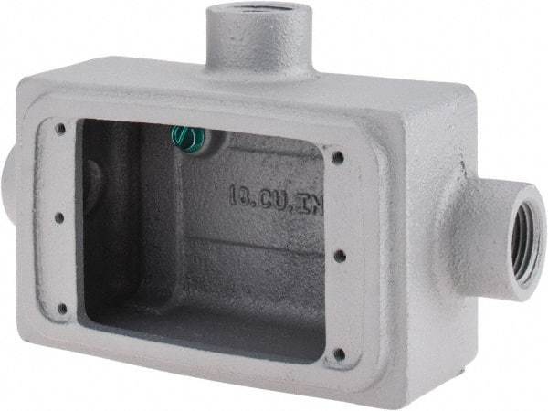 O-Z/Gedney - 1 Gang, 1/2" Knockouts, Iron Rectangle Device Box - Aluminum Enamel, Zinc Electroplated - Exact Tool & Supply