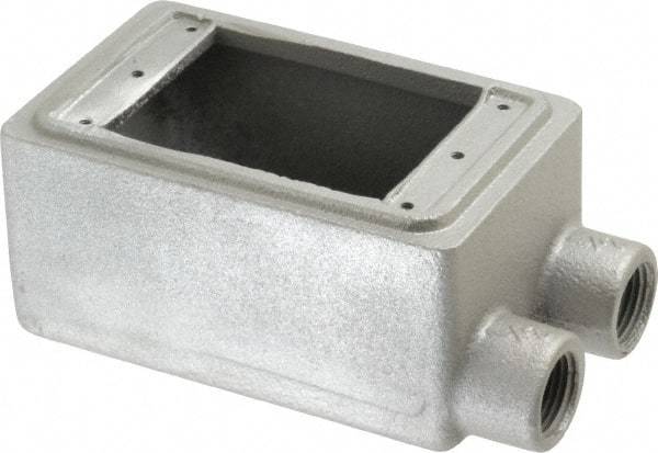 O-Z/Gedney - 1 Gang, 1/2" Knockouts, Iron Rectangle Device Box - Aluminum Enamel, Zinc Electroplated - Exact Tool & Supply