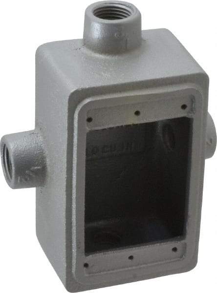 O-Z/Gedney - 1 Gang, 1/2" Knockouts, Iron Rectangle Device Box - Aluminum Enamel, Zinc Electroplated - Exact Tool & Supply