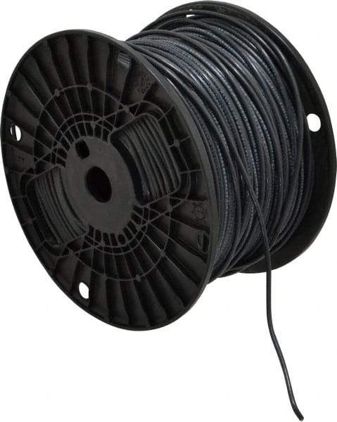 Southwire - THHN/THWN, 14 AWG, 15 Amp, 500' Long, Stranded Core, 19 Strand Building Wire - Black, Thermoplastic Insulation - Exact Tool & Supply