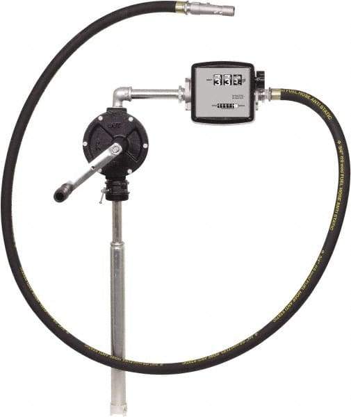 PRO-LUBE - 10 GPM, 3/4" Hose Diam, Kerosene, Diesel & Fuel Oil Pump - Cast-iron Pump, 3/4" Inlet, 3/4" Outlet, 3 Volts, 8' Hose Length - Exact Tool & Supply