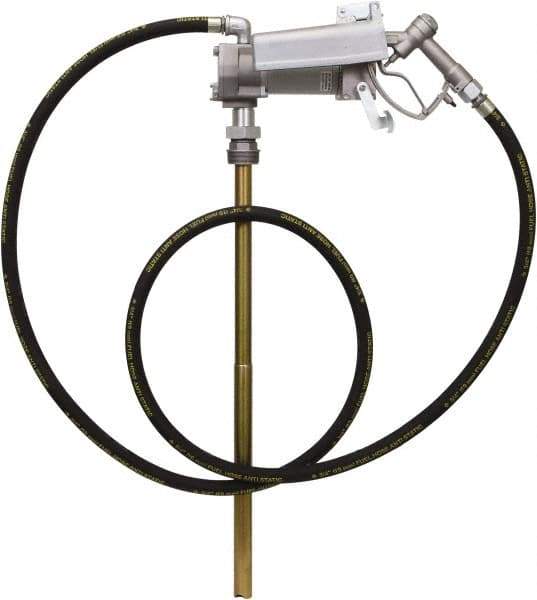 PRO-LUBE - 15 GPM, 3/4" Hose Diam, Gasoline, Kerosene & Diesel Fuel Pump - Aluminum Die Cast Pump, 1" Inlet, 3/4" Outlet, 12 VDC, 12' Hose Length, 1/7 hp - Exact Tool & Supply