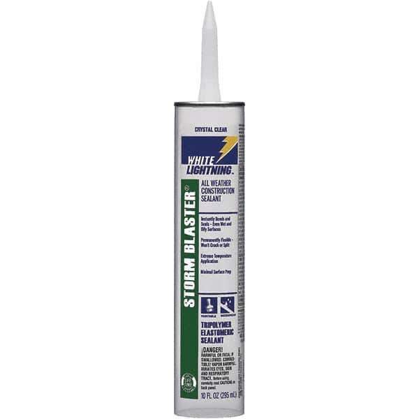 White Lightning - 10 oz Tube Clear Tetrachloroethylene Caulk - -40 to 180°F Operating Temp, 120 min Tack Free Dry Time, 96 hr Full Cure Time - Exact Tool & Supply