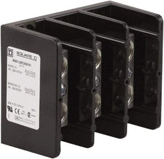 Square D - 3 Poles, 255 (Copper) Amp, Phenolic Power Distribution Block - 600 VAC, 1 Primary Connection - Exact Tool & Supply