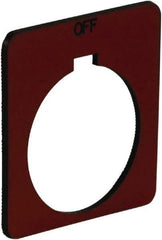 Schneider Electric - Square, Plastic Legend Plate - Off - Red Background, Black Letters, 1.2 Inch Hole Diameter, 1-3/4 Inch Square - Exact Tool & Supply