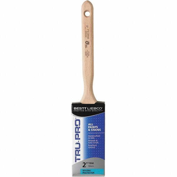 Bestt-Liebco - 2" Flat Nylon/Polyester Sash Brush - Wood Long Sash Handle - Exact Tool & Supply