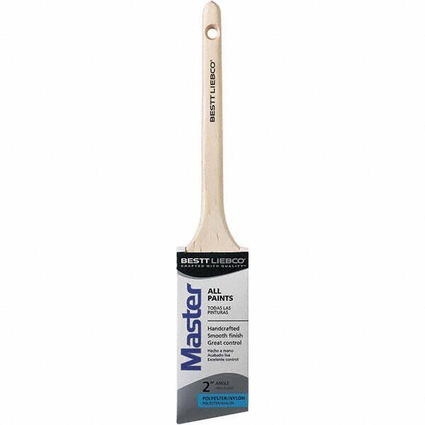Bestt-Liebco - 2" Angled Nylon/Polyester Sash Brush - Wood Rattail Handle - Exact Tool & Supply