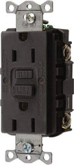 Hubbell Wiring Device-Kellems - 1 Phase, 5-15R NEMA, 125 VAC, 15 Amp, GFCI Receptacle - 2 Pole, Back and Side Wiring, Commercial Grade - Exact Tool & Supply