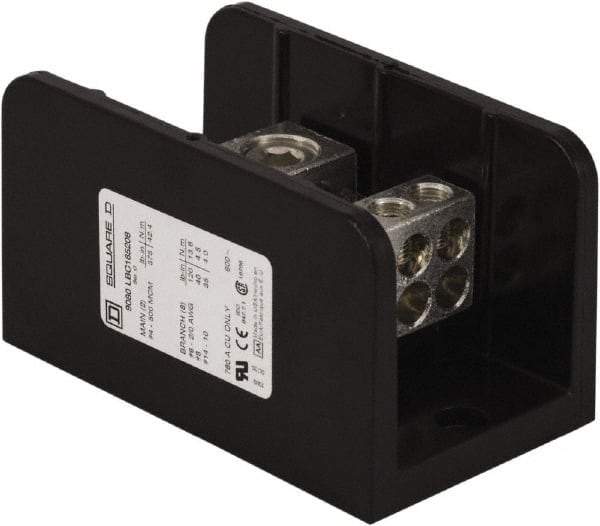 Square D - 1 Pole, 760 (Copper) Amp, Phenolic Power Distribution Block - 600 VAC, 2 Primary Connection - Exact Tool & Supply