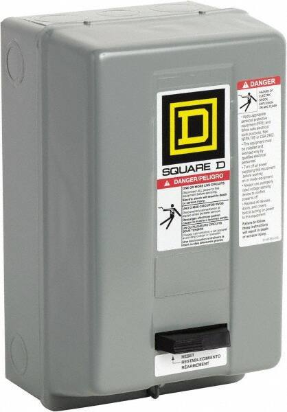 Square D - 208 Coil VAC at 60 Hz, 18 Amp, Nonreversible Enclosed Enclosure NEMA Motor Starter - 3 hp at 1 Phase, 1 Enclosure Rating - Exact Tool & Supply