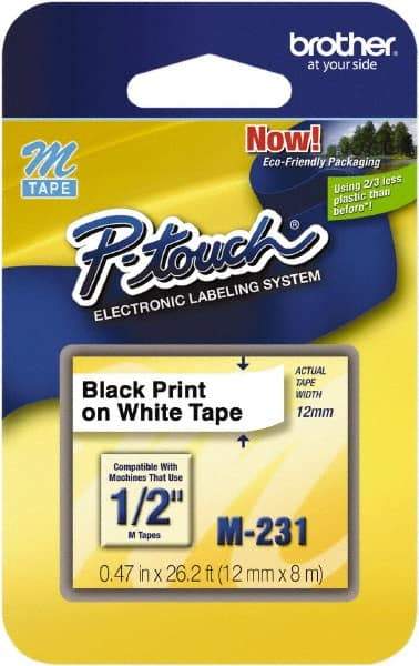 Brother - 3.31" Wide x 314-13/32" Long, White Tape Cassette - For Label Maker - Exact Tool & Supply