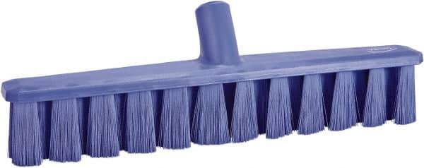 Vikan - 15.25" Combo Duty Polyester Push Broom - 1-7/8" Bristle Length, Plastic Block, European Threaded Handle Connection, Handle Sold Separately - Exact Tool & Supply