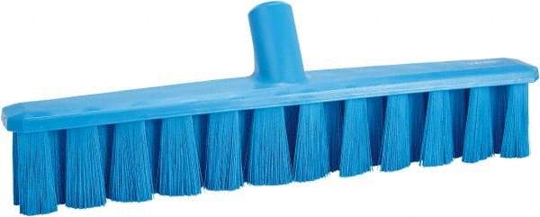 Vikan - 15.25" Combo Duty Polyester Push Broom - 1-7/8" Bristle Length, Plastic Block, European Threaded Handle Connection, Handle Sold Separately - Exact Tool & Supply