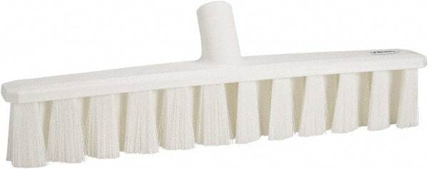 Vikan - 15.25" Fine Particle Polyester Push Broom - 1-7/8" Bristle Length, Plastic Block, European Threaded Handle Connection, Handle Sold Separately - Exact Tool & Supply