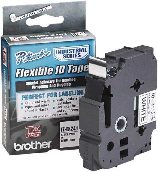 Brother - 3/4" Wide x 314.4" Long, White Plastic/Paper Tape Cassette - For Label Maker - Exact Tool & Supply