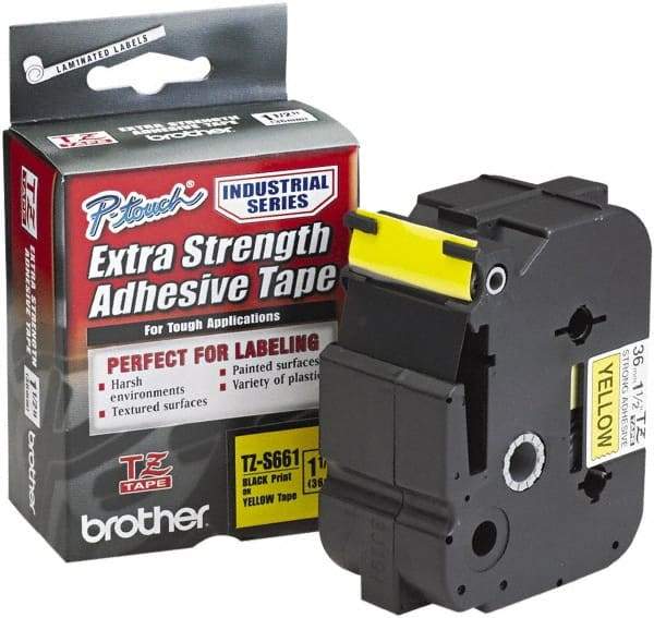 Brother - 1-1/2" Wide, Yellow Tape Cassette - For Label Maker - Exact Tool & Supply