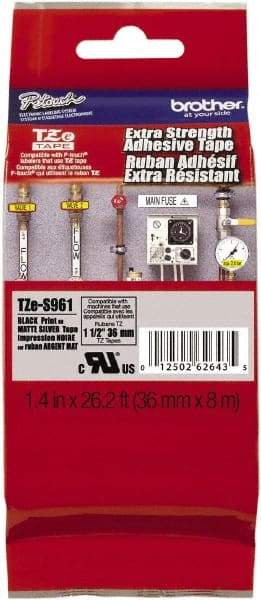 Brother - 1-1/2" Wide, Silver Tape Cassette - For Label Maker - Exact Tool & Supply