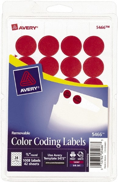 AVERY - 3/4" x 3/4" Red Paper Color Coding Labels - Exact Tool & Supply