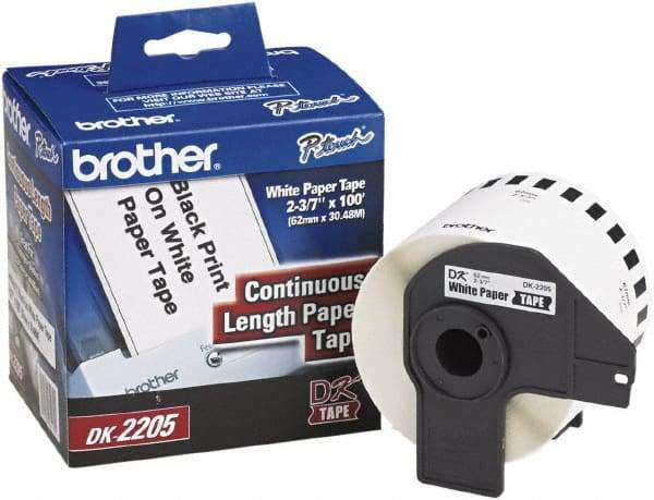 Brother - 2.4" Wide x 1,200" Long, White Paper Label Tape - For PC Label Printers - Exact Tool & Supply