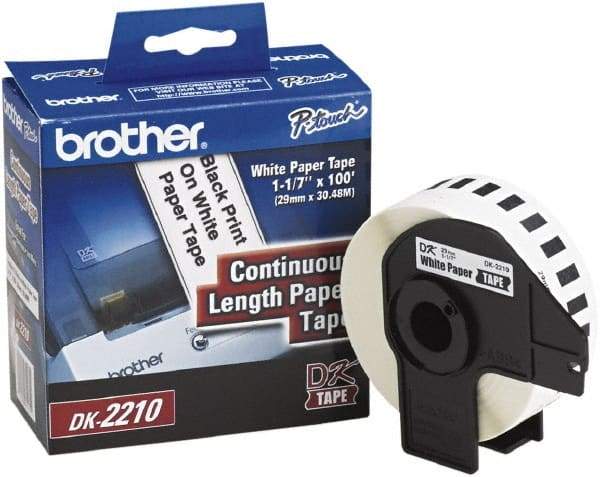 Brother - 1.1" Wide x 1,200" Long, White Paper Label Tape - For PC Label Printers - Exact Tool & Supply