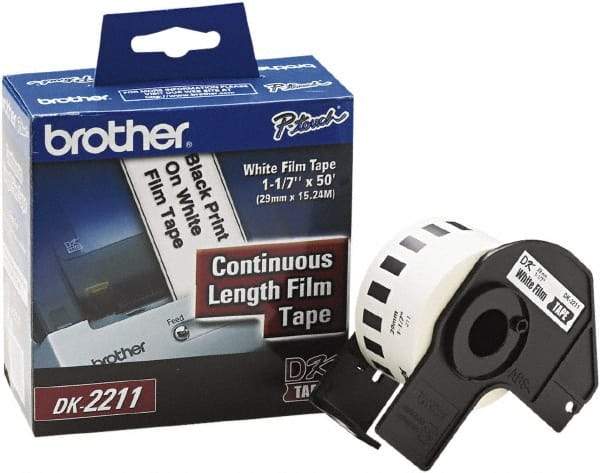 Brother - 1-3/32" Wide x 600" Long, White Film Label Tape - For PC Label Printers - Exact Tool & Supply