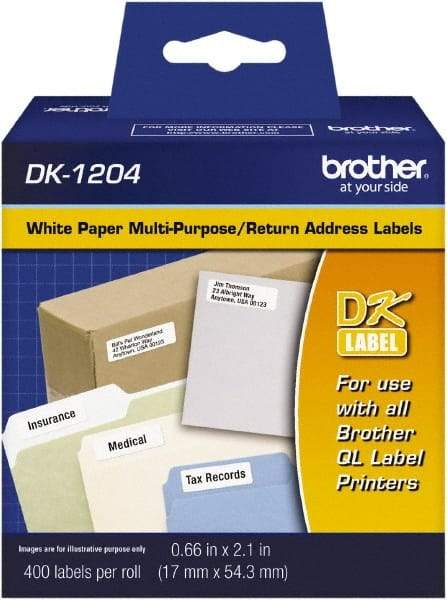 Brother - 0.66" Wide x 2-7/64" Long, White Paper Multi-Purpose Label - For PC Label Printers - Exact Tool & Supply