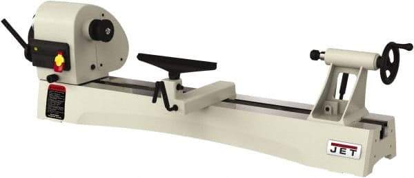 Jet - 28 Position, 14-1/2" Swing, 40" Distance Between Center, Cast Iron Woodworking Lathe - 2MT Head/Tailstock, 3/8" Spindle Hole, 400 to 3,000 RPM, 4" Quill Travel - Exact Tool & Supply